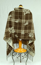Load image into Gallery viewer, Winter check plaid wool feeling larger shawl/scarf with rose (four colours)
