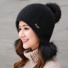 Load image into Gallery viewer, Winter thick warm ear protection knitted hat with three-ball 1 (Six colours)