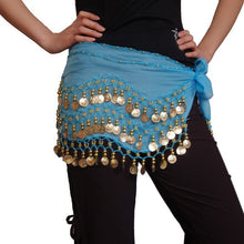 Load image into Gallery viewer, Belly dance hip scarf coin belt -128(ten colors)