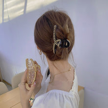 Load image into Gallery viewer, Fashion large Claw Hair clips with gold chain design (three-colours )