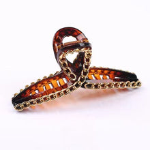 Load image into Gallery viewer, Fashion large Claw Hair clips with gold chain design (three-colours )