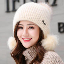 Load image into Gallery viewer, Winter thick warm ear protection knitted hat with three-ball 1 (Six colours)