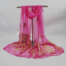 Load image into Gallery viewer, Long lace trendy peacock glitter Scarf/Shawl (Eight colours)