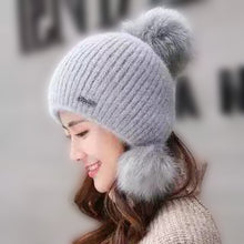 Load image into Gallery viewer, Winter thick warm ear protection knitted hat with three-ball 1 (Six colours)