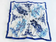 Load image into Gallery viewer, L-High density satin square scarf 1 with flowers pattern (three colours)