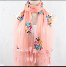 Load image into Gallery viewer, Long lace trendy embroidered Scarf/Shawl (Eleven colors)