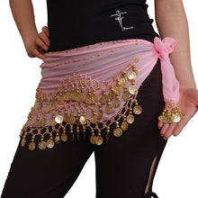 Load image into Gallery viewer, Belly dance hip scarf coin belt -128(ten colors)