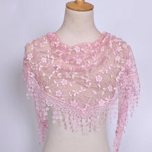 Load image into Gallery viewer, Triangle Trendy glitter Scarf/Shawl finished with lace edge (fifteen colors)