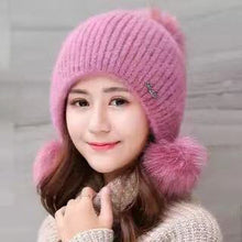 Load image into Gallery viewer, Winter thick warm ear protection knitted hat with three-ball 1 (Six colours)
