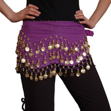 Load image into Gallery viewer, Belly dance hip scarf coin belt -128(ten colors)