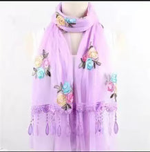 Load image into Gallery viewer, Long lace trendy embroidered Scarf/Shawl (Eleven colors)