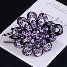 Load image into Gallery viewer, Sparkly Big Alligator Hair clips with flower rhinestones (Five colours)
