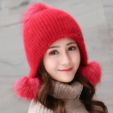 Load image into Gallery viewer, Winter thick warm ear protection knitted hat with three-ball 1 (Six colours)