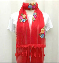 Load image into Gallery viewer, Long lace trendy embroidered Scarf/Shawl (Eleven colors)