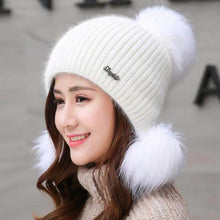 Load image into Gallery viewer, Winter thick warm ear protection knitted hat with three-ball 1 (Six colours)