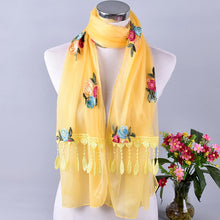 Load image into Gallery viewer, Long lace trendy embroidered Scarf/Shawl (Eleven colors)