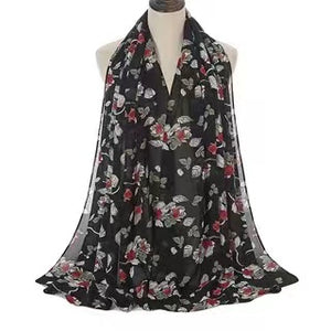 Long floral print chiffon scarf/Shawl  (eight colors)