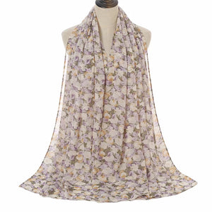 Long floral print chiffon scarf/Shawl  (eight colors)