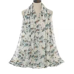 Long floral print chiffon scarf/Shawl  (eight colors)