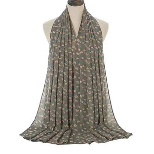 Long floral print chiffon scarf/Shawl  (eight colors)