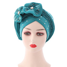 Load image into Gallery viewer, Adjustable space layer African Turbans/Hijabs with Shinning sequins  9-2 (8 colors)
