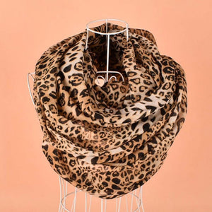 Animal print pattern cotton feeling long scarf （two colours）