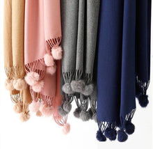 Load image into Gallery viewer, Wool Feeling Large Shawl/Scarves with ball (Eight colours)
