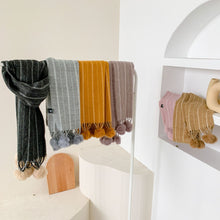 Load image into Gallery viewer, Narrow long wool feeling scarves with ball (Six colours)
