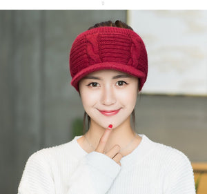 Winter knit Hat with brim 13 (Seven colours)