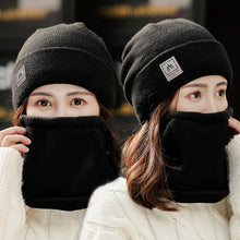 Load image into Gallery viewer, Winter warm plain knitted hat and circle scarf set (Seven colours)
