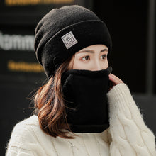 Load image into Gallery viewer, Winter warm plain knitted hat and circle scarf set (Seven colours)
