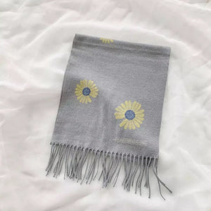 Narrow long wool feeling plain scarf with tassel (Five colours)