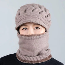 Load image into Gallery viewer, Winter Warm plain knitted hat scarf one piece (Seven colours)
