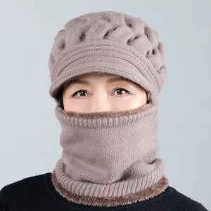 Winter Warm plain knitted hat scarf one piece (Seven colours)