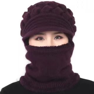 Winter Warm plain knitted hat scarf one piece (Seven colours)