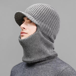 Winter men's knitted hat scarf one piece 2 (Four colours)