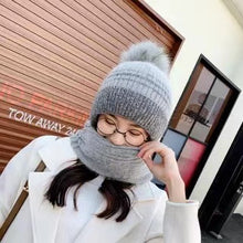 Load image into Gallery viewer, Winter warm knitted hat long scarf one piece with ball 1 (Four colours)
