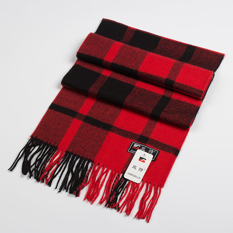 Narrow long wool feeling unisex classic check plaid scarf (Eighteen colours)