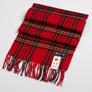 Narrow long wool feeling unisex classic check plaid scarf (Eighteen colours)