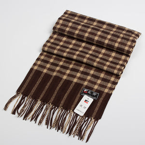 Narrow long wool feeling unisex classic check plaid scarf (Eighteen colours)