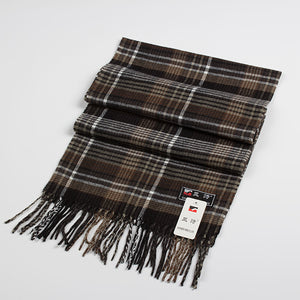 Narrow long wool feeling unisex classic check plaid scarf (Eighteen colours)