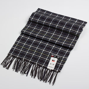 Narrow long wool feeling unisex classic check plaid scarf (Eighteen colours)