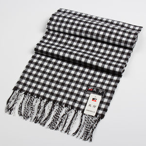 Narrow long wool feeling unisex classic check plaid scarf (Eighteen colours)