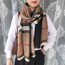 Load image into Gallery viewer, linen feeling long classic check plaid scarf/shawl 1 (five colours)
