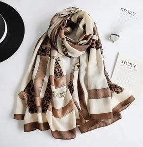 linen feeling  long classic multi-1 scarf/shawl (two colours)