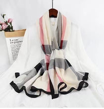 Load image into Gallery viewer, linen feeling long classic check plaid scarf/shawl 1 (five colours)
