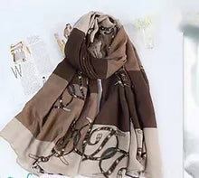 Load image into Gallery viewer, linen feeling  long classic multicolour design scarf/shawl 3 (two colours)
