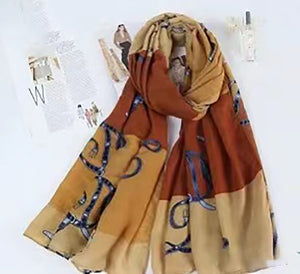 linen feeling  long classic multicolour design scarf/shawl 3 (two colours)