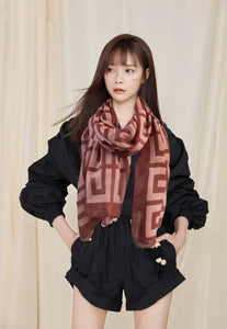 linen feeling  long classic G letter design scarf/shawl (two colours)