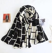 Load image into Gallery viewer, linen feeling  long classic check plaid scarf/shawl 2 (two colours)
